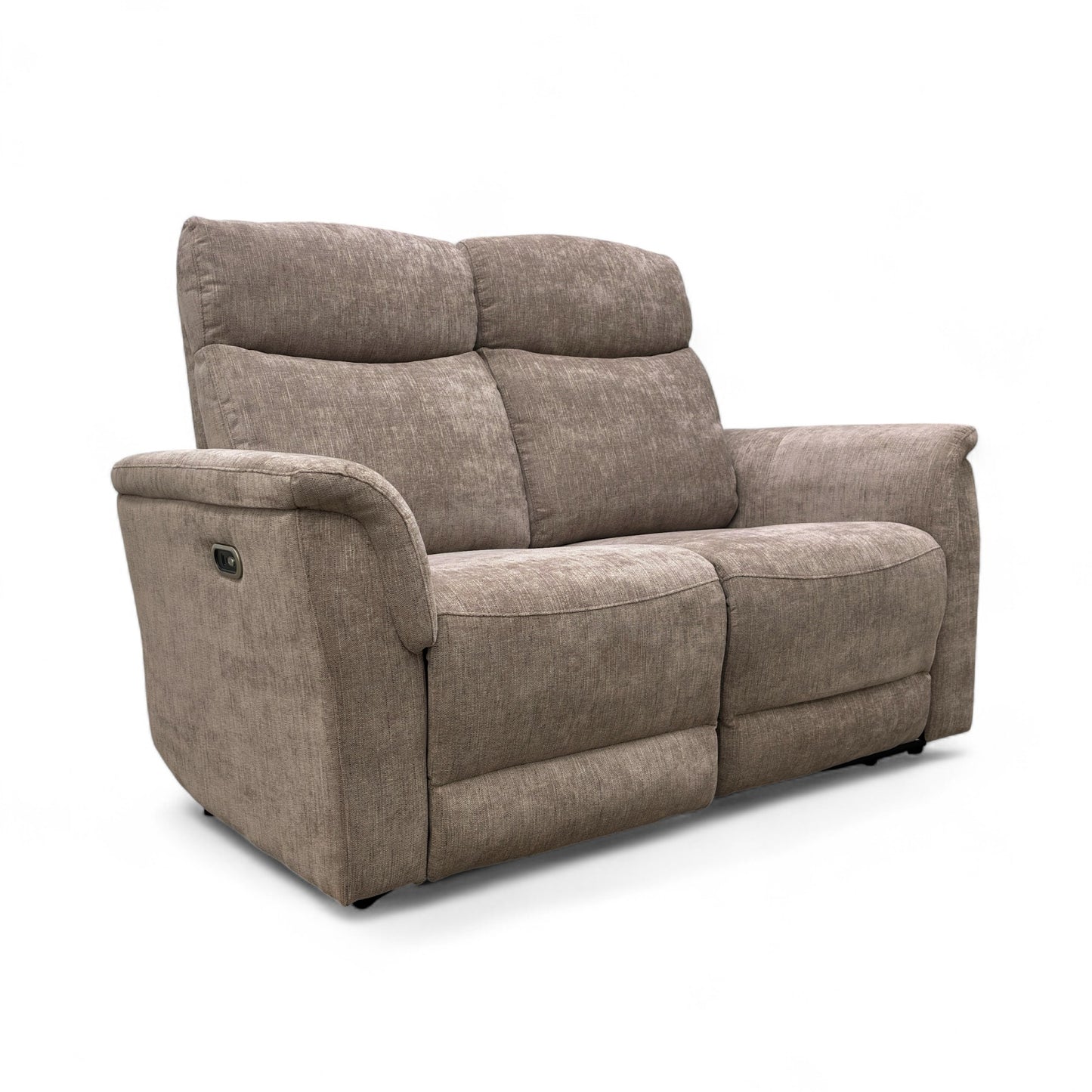 ‘Maude’ Mocha Tight Weave Fabric 2 Seater Power Recliner Sofa