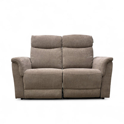 ‘Maude’ Mocha Tight Weave Fabric 2 Seater Power Recliner Sofa