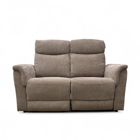 ‘Maude’ Mocha Tight Weave Fabric 2 Seater Power Recliner Sofa