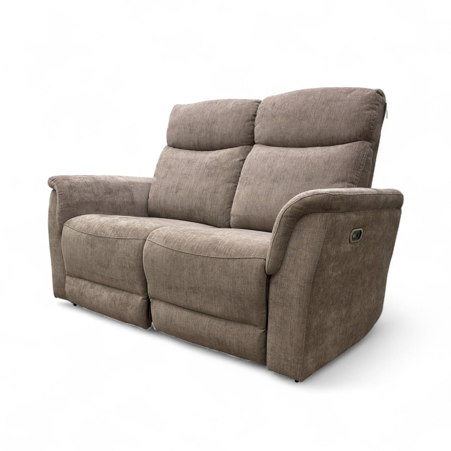 ‘Maude’ Mocha Tight Weave Fabric 2 Seater Power Recliner Sofa
