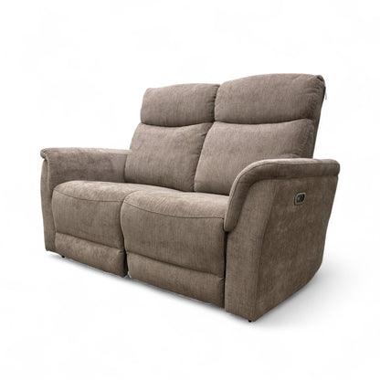 ‘Maude’ Mocha Tight Weave Fabric 2 Seater Power Recliner Sofa