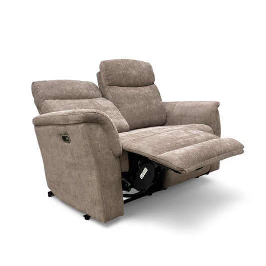 ‘Maude’ Mocha Tight Weave Fabric 2 Seater Power Recliner Sofa