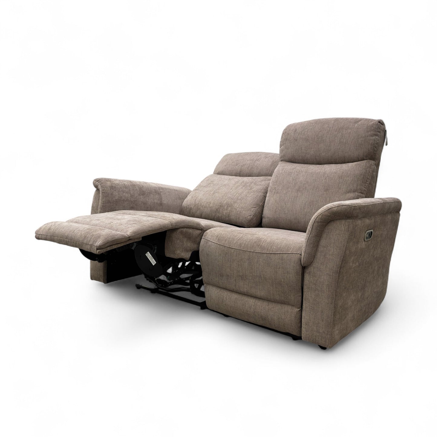 ‘Maude’ Mocha Tight Weave Fabric 2 Seater Power Recliner Sofa