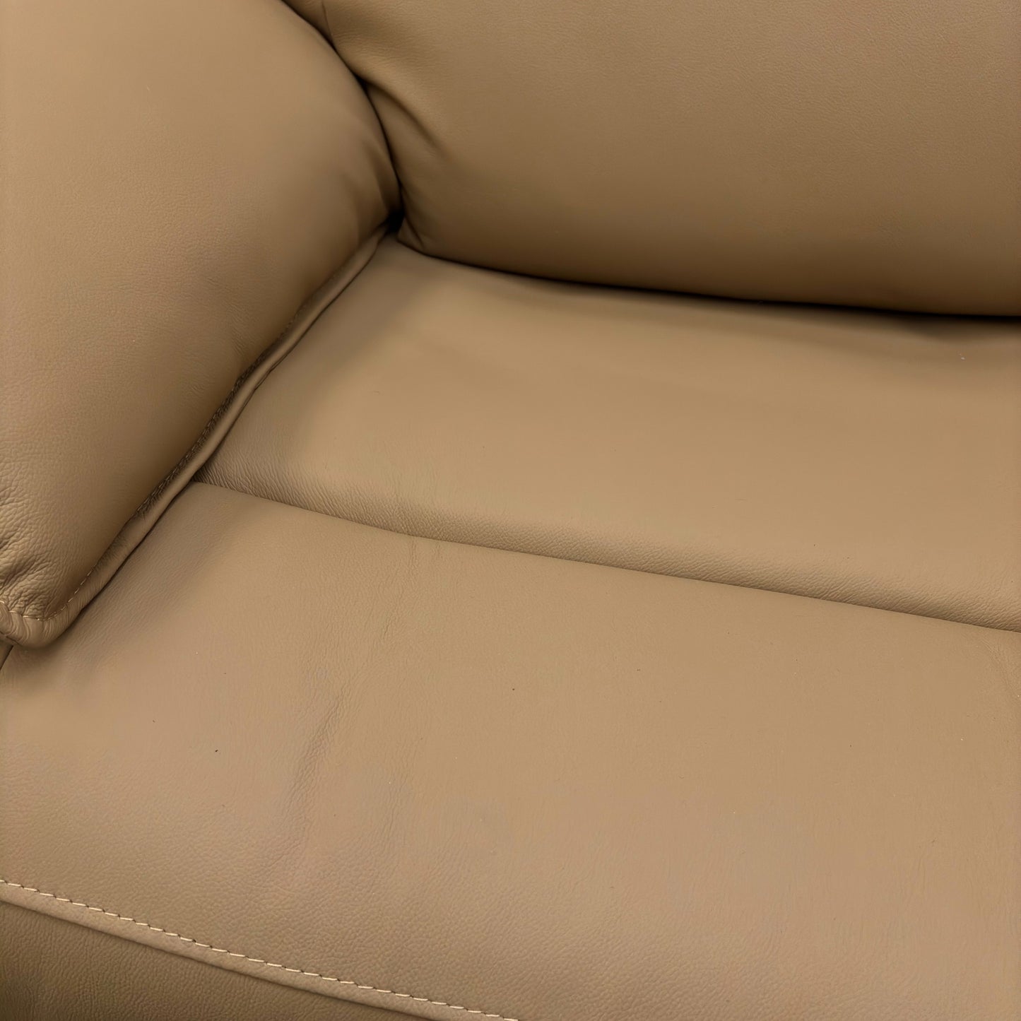 'Lugo' Latte Leather 3 Seater Sofa