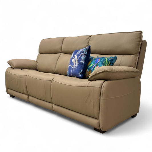 'Lugo' Latte Leather 3 Seater Sofa