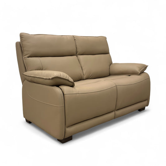 ‘Lugo’ Latte Leather 2 Seater Sofa
