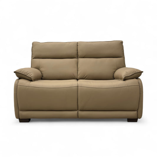 ‘Lugo’ Latte Leather 2 Seater Sofa