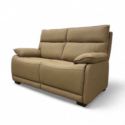‘Lugo’ Latte Leather 2 Seater Sofa
