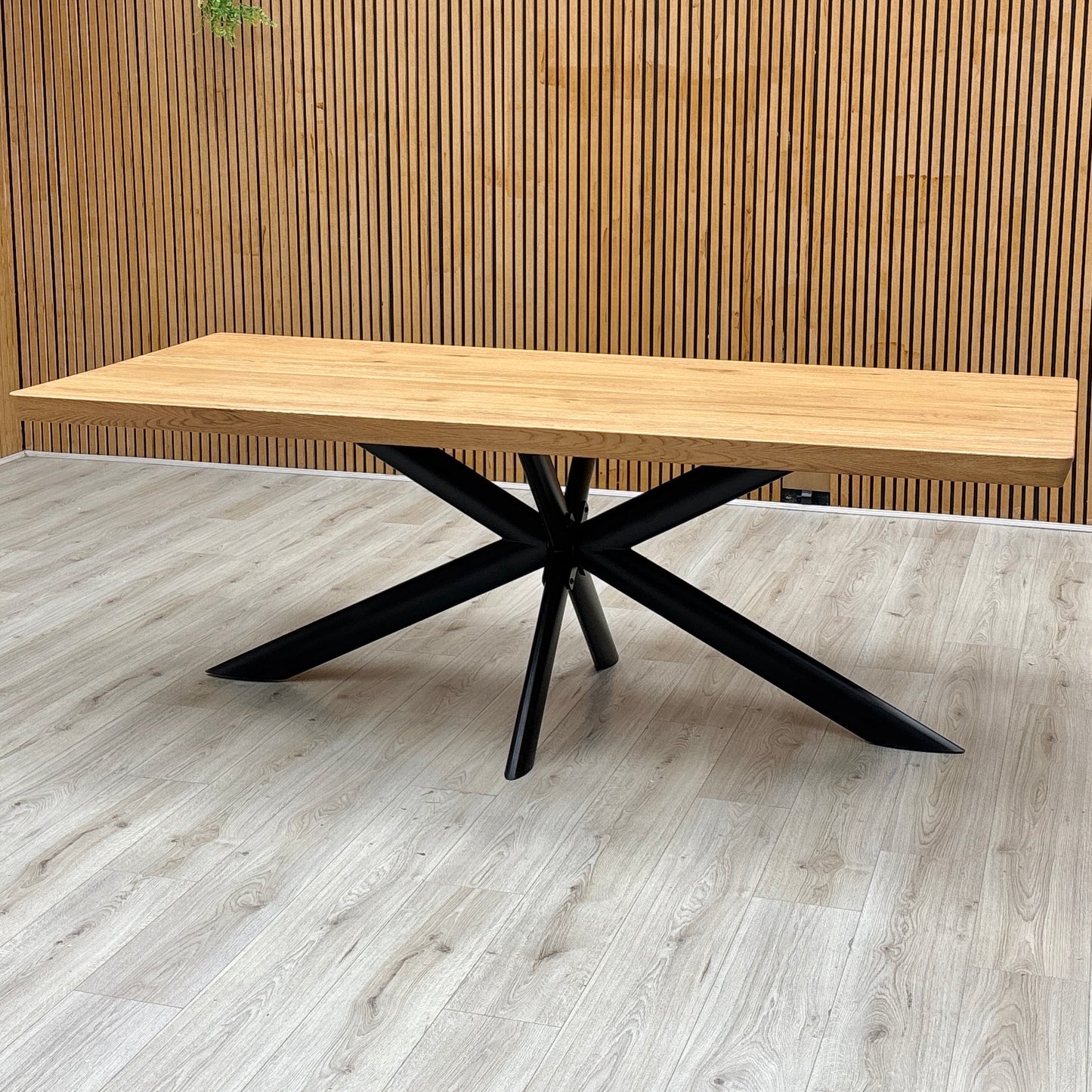 Bodahl ‘Athena’ 1 Oil Solid Oak Soft Edge 220cm Dining Table with Metal Star Base