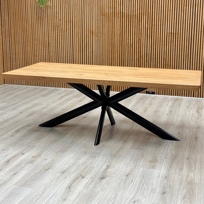 Bodahl ‘Athena’ 1 Oil Solid Oak Soft Edge 220cm Dining Table with Metal Star Base