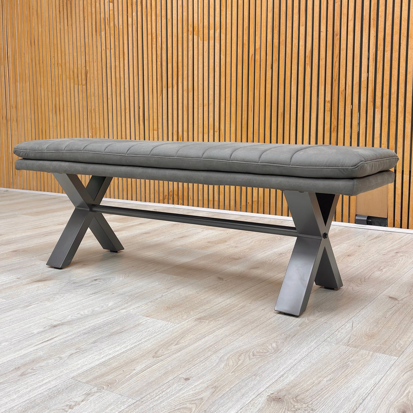 ‘Moon’ Grey Fabric 140cm Dining Bench