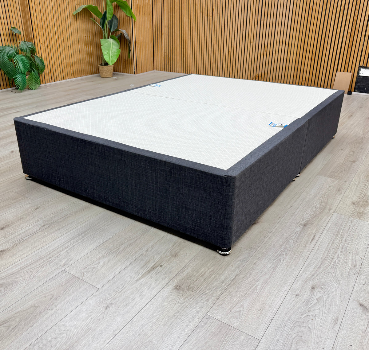 'Reggie' Dark Grey Fabric Divan Base Only - Double