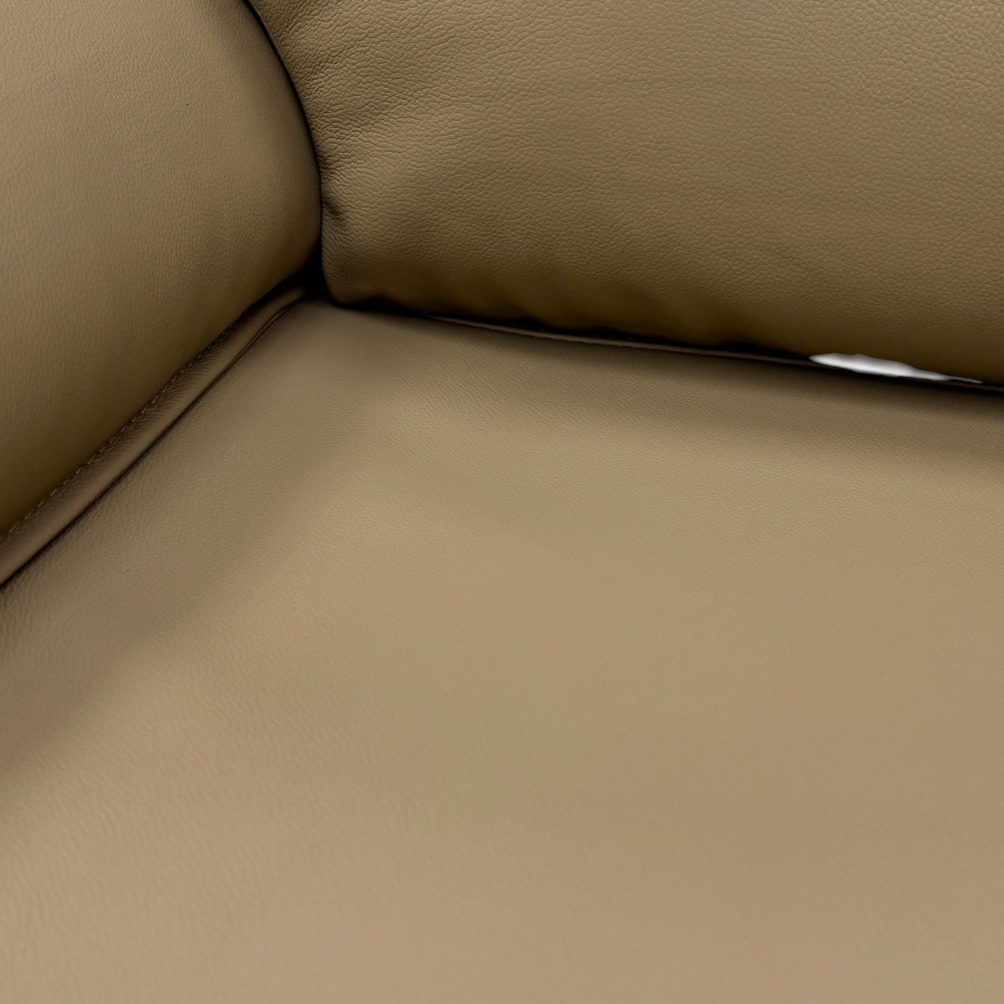 ‘Lugo’ Latte Leather Power Recliner 2 Seater Sofa