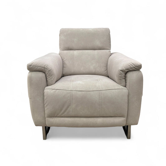 ‘Moet’ 43501 Dexter Ivory Fabric Power Recliner Chair with Telescopic Headrest