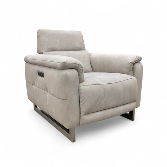 'Moet' 43501 Dexter Ivory Fabric Power Recliner Chair with Telescopic Headrest