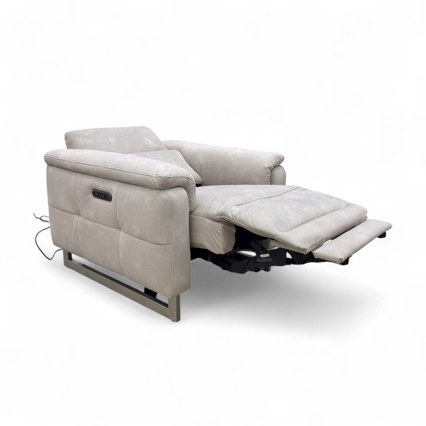 'Moet' 43501 Dexter Ivory Fabric Power Recliner Chair with Telescopic Headrest