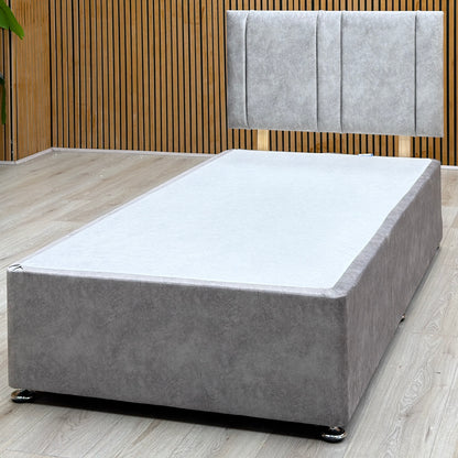 ‘Freddy’ Light Grey Velvet Divan Base + Headboard - Single