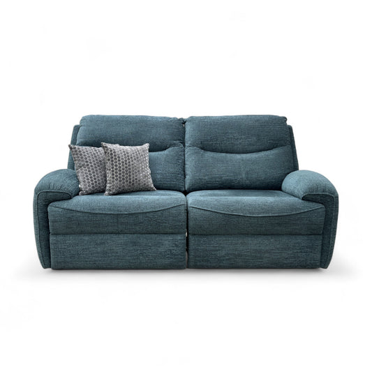 G Plan ‘Amesbury’ B160 Mamas Ocean Fabric 3 Seater Power Recliner Sofa with Power Headrests, Power Lumbar and Heated Seats