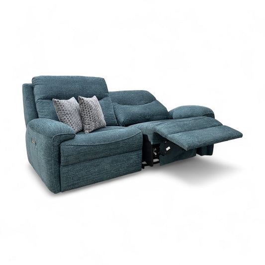 G Plan ‘Amesbury’ B160 Mamas Ocean Fabric 3 Seater Power Recliner Sofa with Power Headrests, Power Lumbar and Heated Seats