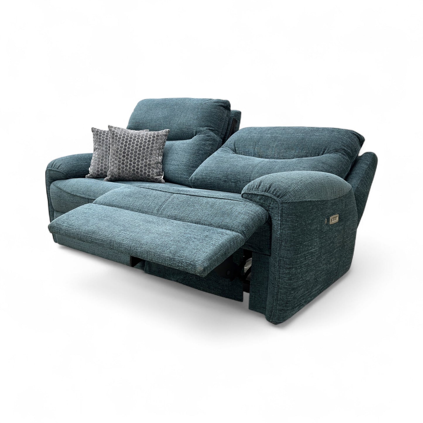 G Plan ‘Amesbury’ B160 Mamas Ocean Fabric 3 Seater Power Recliner Sofa with Power Headrests, Power Lumbar and Heated Seats