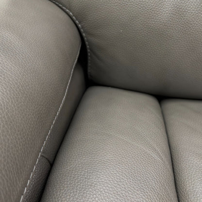 ‘Cinemax' Le-9308 Grey Leather 2 Seater Power Recliner Sofa with Power Headrests and Media Arms