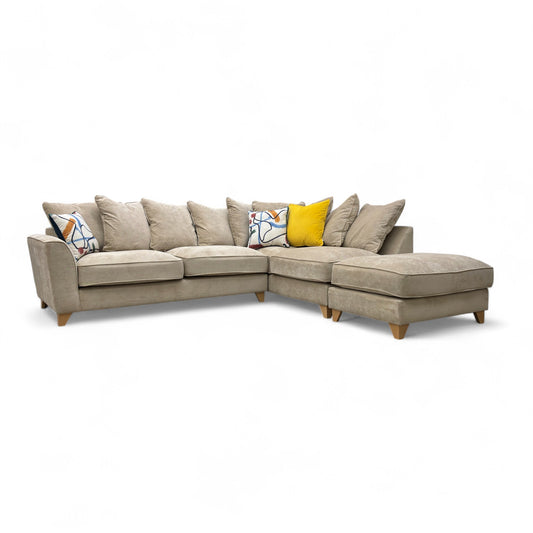 ‘Legend’ Kingston Beige Fabric Pillow Back Right Hand Facing Corner Sofa