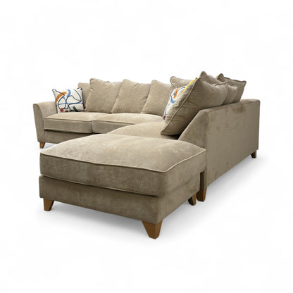 ‘Legend’ Kingston Beige Fabric Pillow Back Right Hand Facing Corner Sofa