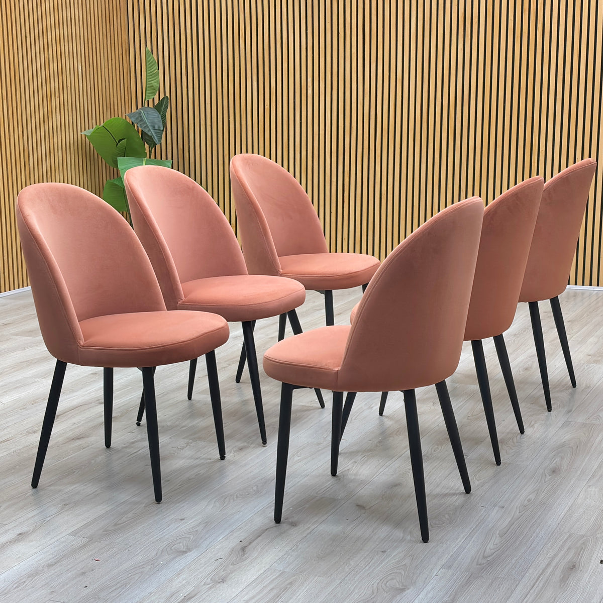 'Gabi’ Coral Orange Fabric Set of 6 Dining Chairs