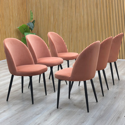'Gabi’ Coral Orange Fabric Set of 6 Dining Chairs