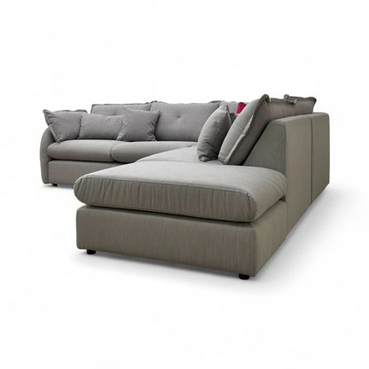 'Portobello' Fossil Waldo Linen Fabric 3 Corner 1 Open End Chaise Sofa