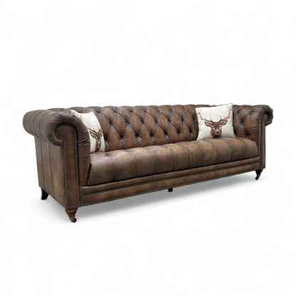 At The Helm ‘Walter’ Saddle X3y1-1981ls Leather 4 Seater Chesterfield Sofa