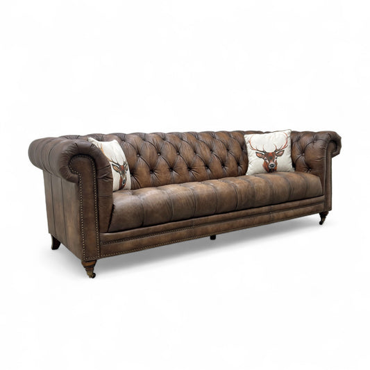 At The Helm ‘Walter’ Saddle X3y1-1981ls Leather 4 Seater Chesterfield Sofa