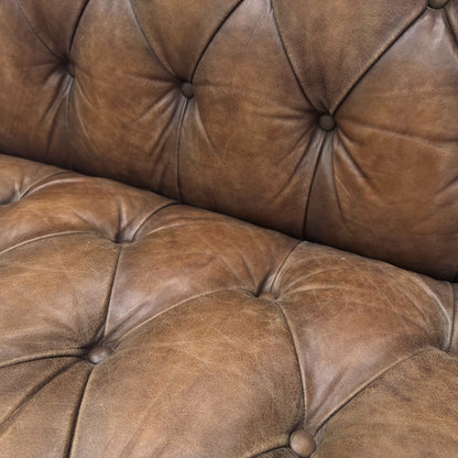 At The Helm ‘Walter’ Saddle X3y1-1981ls Leather 4 Seater Chesterfield Sofa