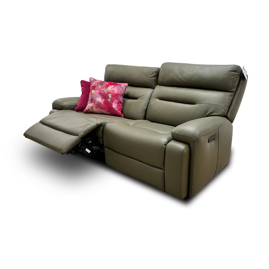 ‘Cinemax’ Natural Olive La-4829 3 Seater Leather Power Recliner Sofa