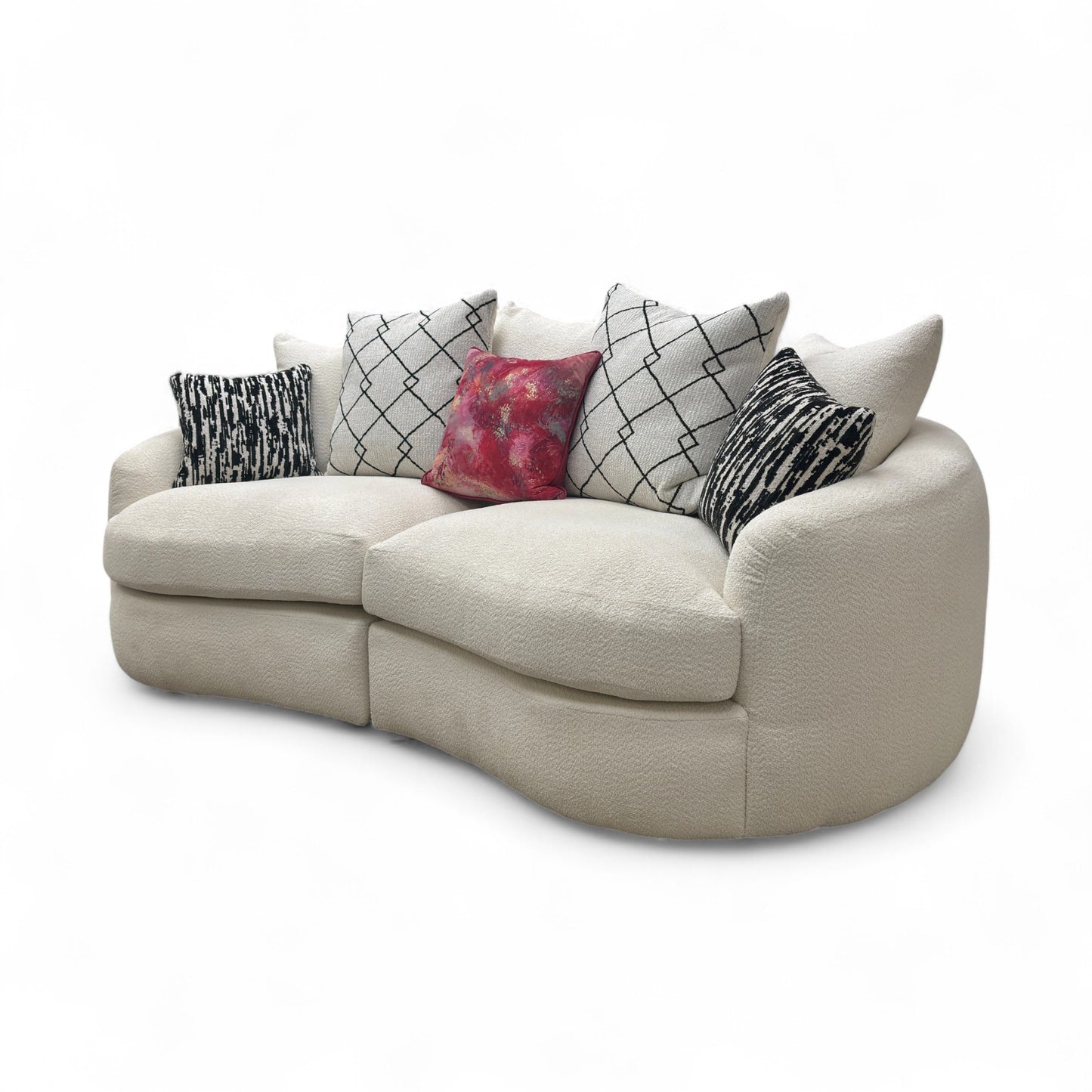 ‘Bow' Ecru Ivory Boucle 3 Seater Sofa