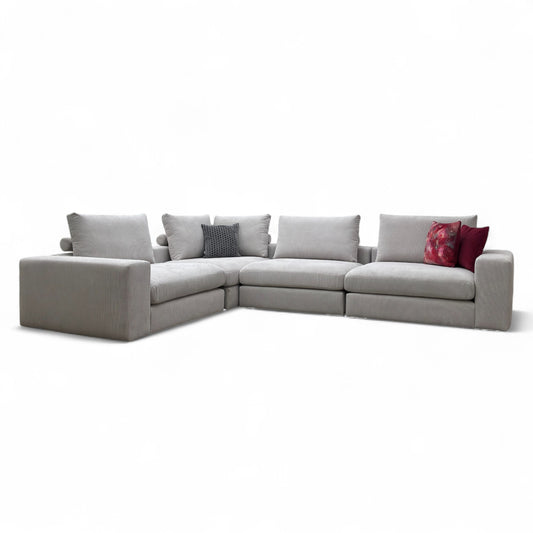 ‘Portofino’ Foxtrot Silver Chord Fabric 3 Corner 1 Modular Sofa