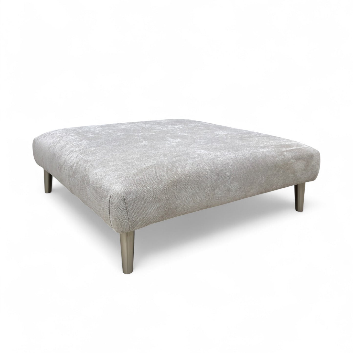 ‘Ballard’ Grey Fabric Large Square Footstool