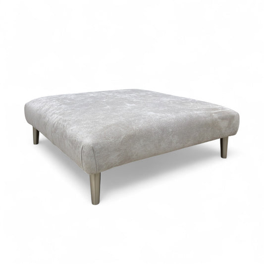 ‘Ballard’ Grey Fabric Large Square Footstool