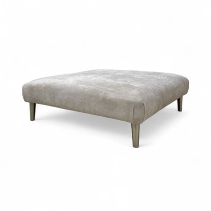 ‘Ballard’ Grey Fabric Large Square Footstool