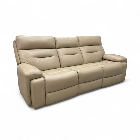 ‘Cinemax’ La-4305 Dacota Pebble Leather 3 Seater Power Recliner Sofa with Power Headrests and Media Arms