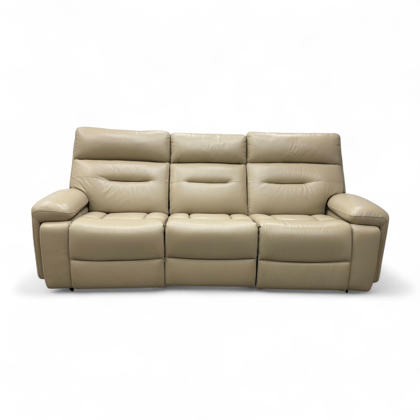 ‘Cinemax’ La-4305 Dacota Pebble Leather 3 Seater Power Recliner Sofa with Power Headrests and Media Arms
