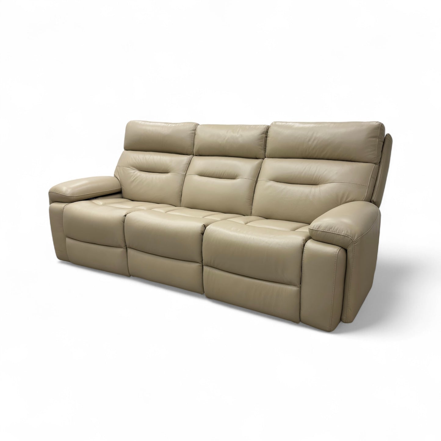 ‘Cinemax’ La-4305 Dacota Pebble Leather 3 Seater Power Recliner Sofa with Power Headrests and Media Arms