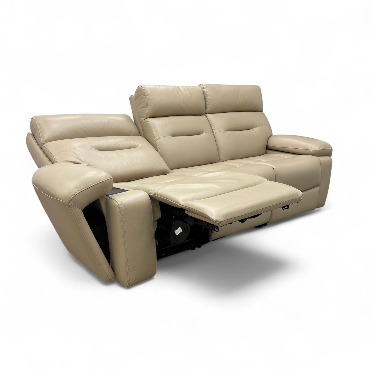 ‘Cinemax’ La-4305 Dacota Pebble Leather 3 Seater Power Recliner Sofa with Power Headrests and Media Arms