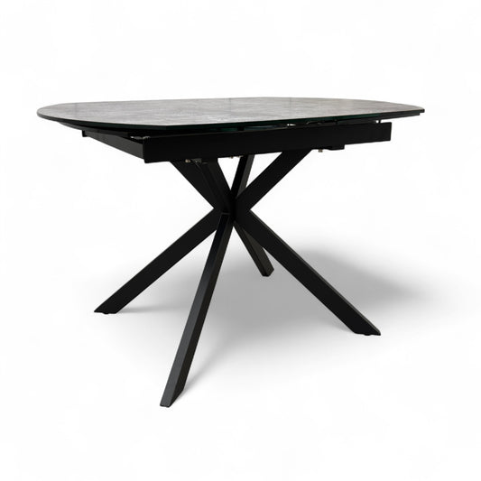 ‘Tetro’ Grey Ceramic Top 120cm Swivel Extending Dining Table