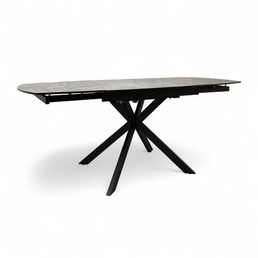 ‘Tetro’ Grey Ceramic Top 120cm Swivel Extending Dining Table