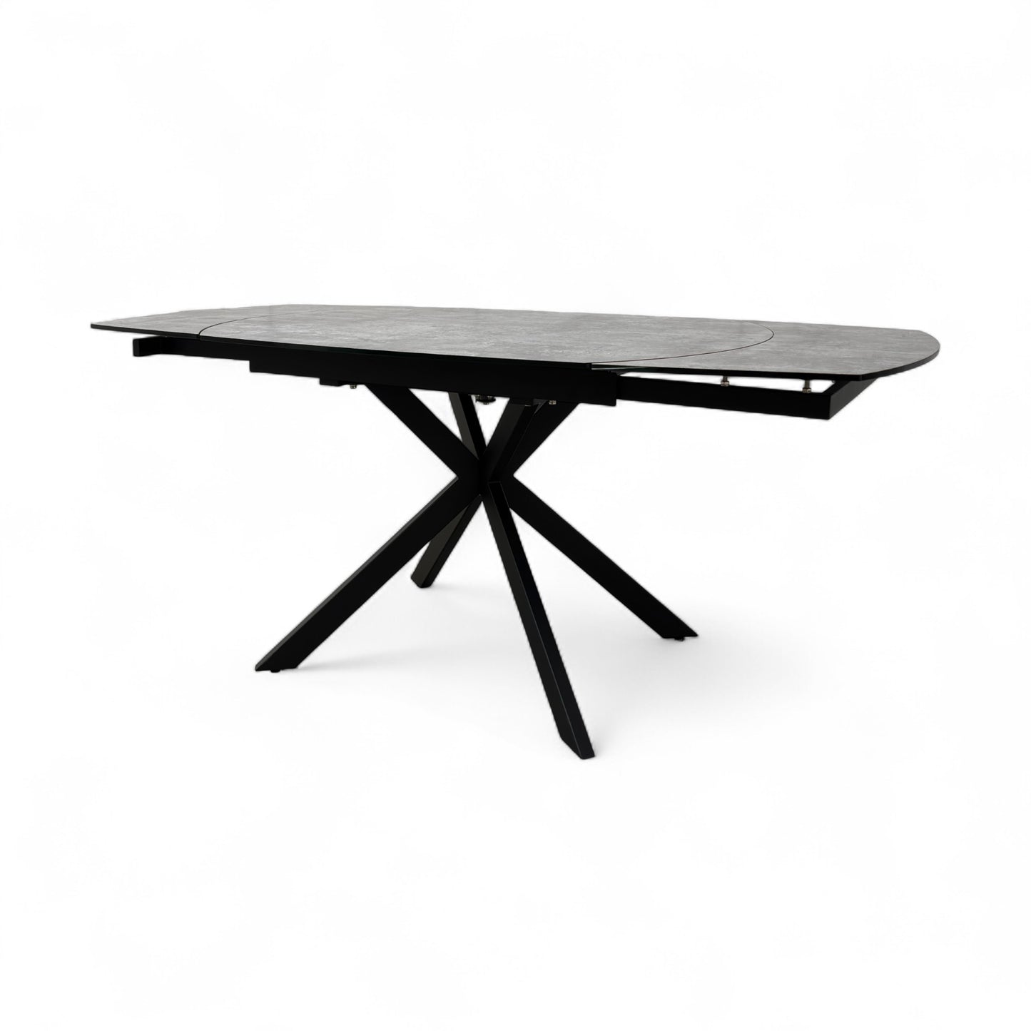 ‘Tetro’ Grey Ceramic Top 120cm Swivel Extending Dining Table