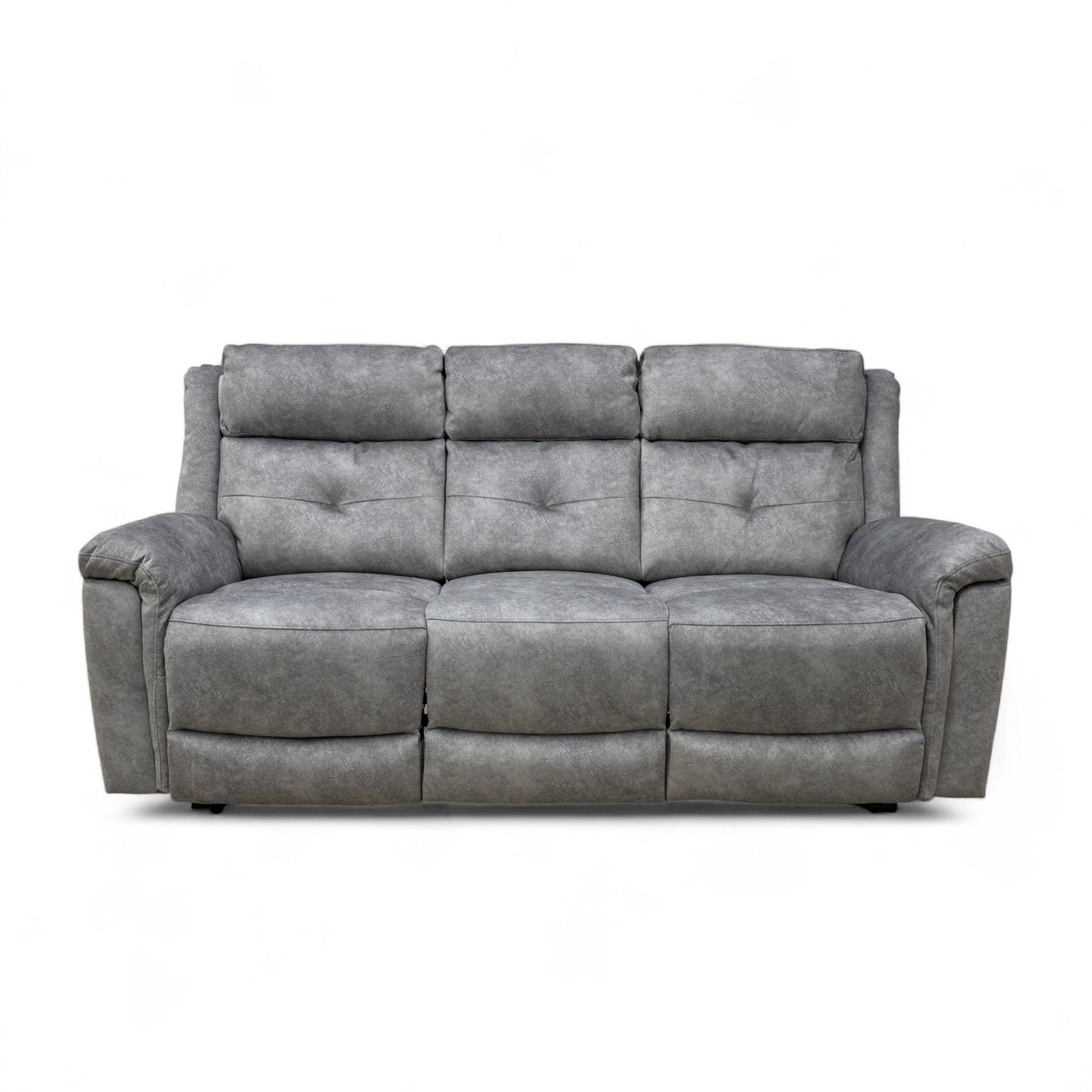 ‘Casimir’ Ashley Grey Marble Velvet Manual Recliner 3 Seater Sofa