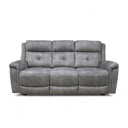 ‘Casimir’ Ashley Grey Marble Velvet Manual Recliner 3 Seater Sofa