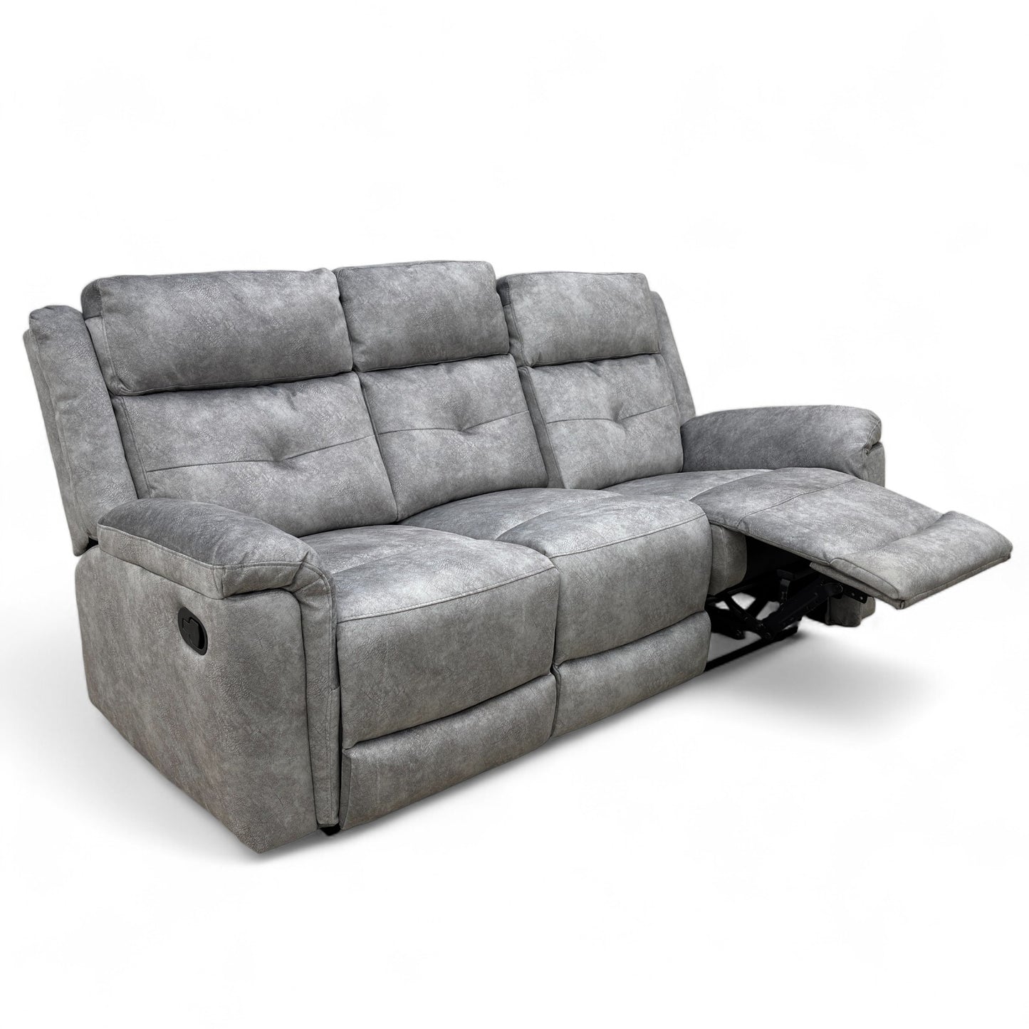 ‘Casimir’ Ashley Grey Marble Velvet Manual Recliner 3 Seater Sofa
