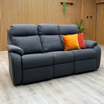 G Plan ‘Kingsbury’ A943 Roche Slate Grey Fabric 3 Seater Power Recliner Sofa with Power Headrests and Power Lumbar
